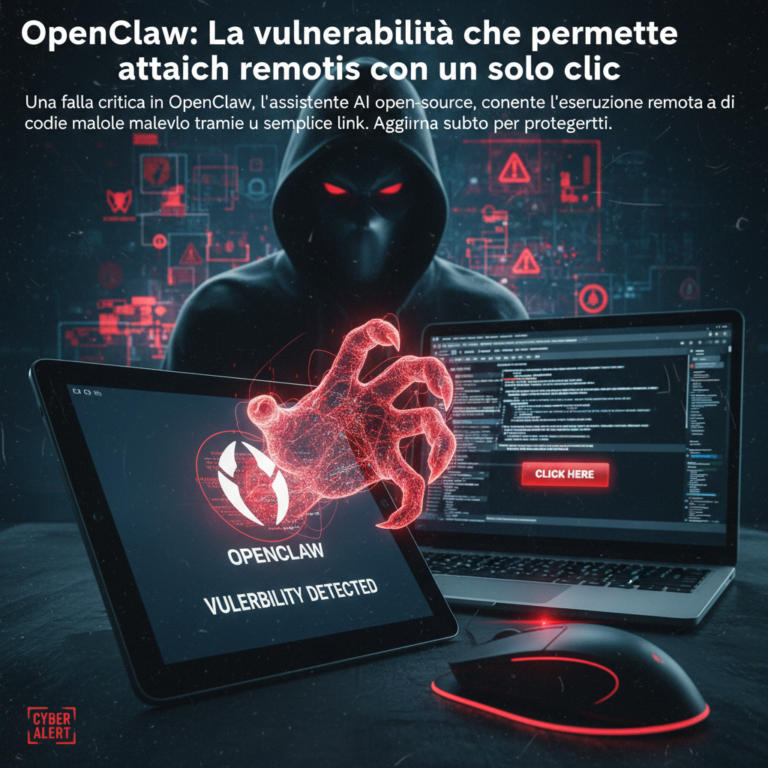 OpenClaw: la vulnerabilità che permette attacchi remoti con un solo clic