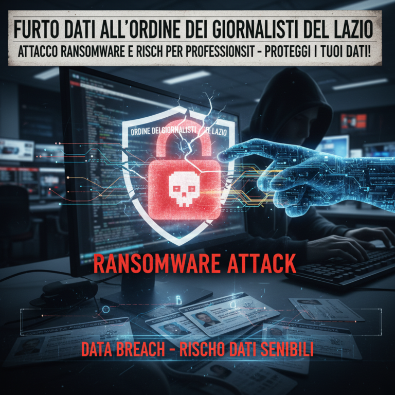 Furto dati all’Ordine dei giornalisti del Lazio: attacco ransomware e rischi per i professionisti
