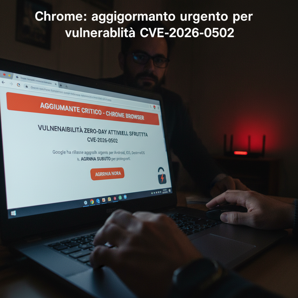 Chrome: aggiornamento urgente per vulnerabilità CVE-2026-0502