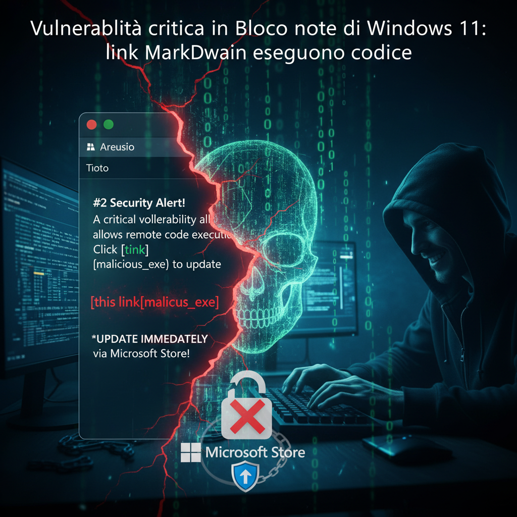 Vulnerabilità critica in Blocco note di Windows 11: link Markdown eseguono codice