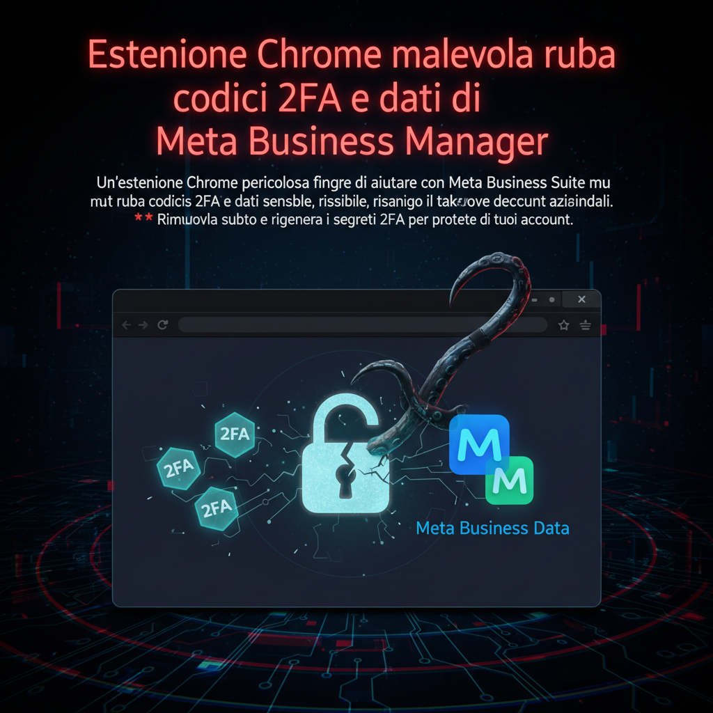 Estensione Chrome malevola ruba codici 2FA e dati di Meta Business Manager 2 Estensione Chrome malevola ruba codici 2FA e dati di Meta Business Manager