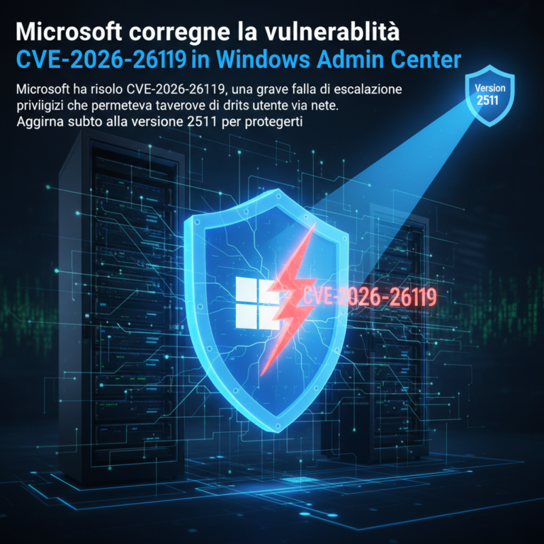 Microsoft corregge la vulnerabilità CVE-2026-26119 in Windows Admin Center