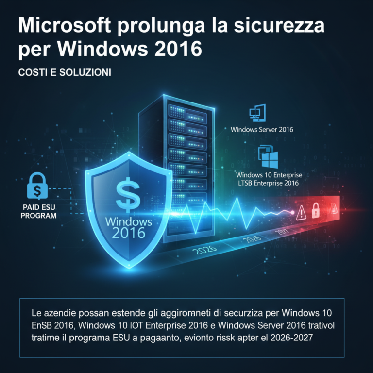 Microsoft prolunga la sicurezza per Windows 2016: costi e soluzioni