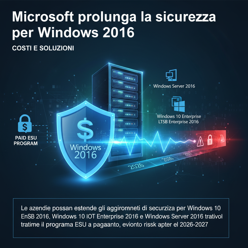 Microsoft prolunga la sicurezza per Windows 2016: costi e soluzioni