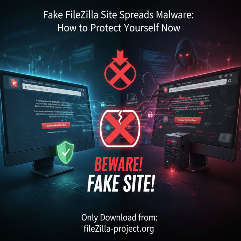 Sito falso di FileZilla distribuisce malware: come proteggerti subito