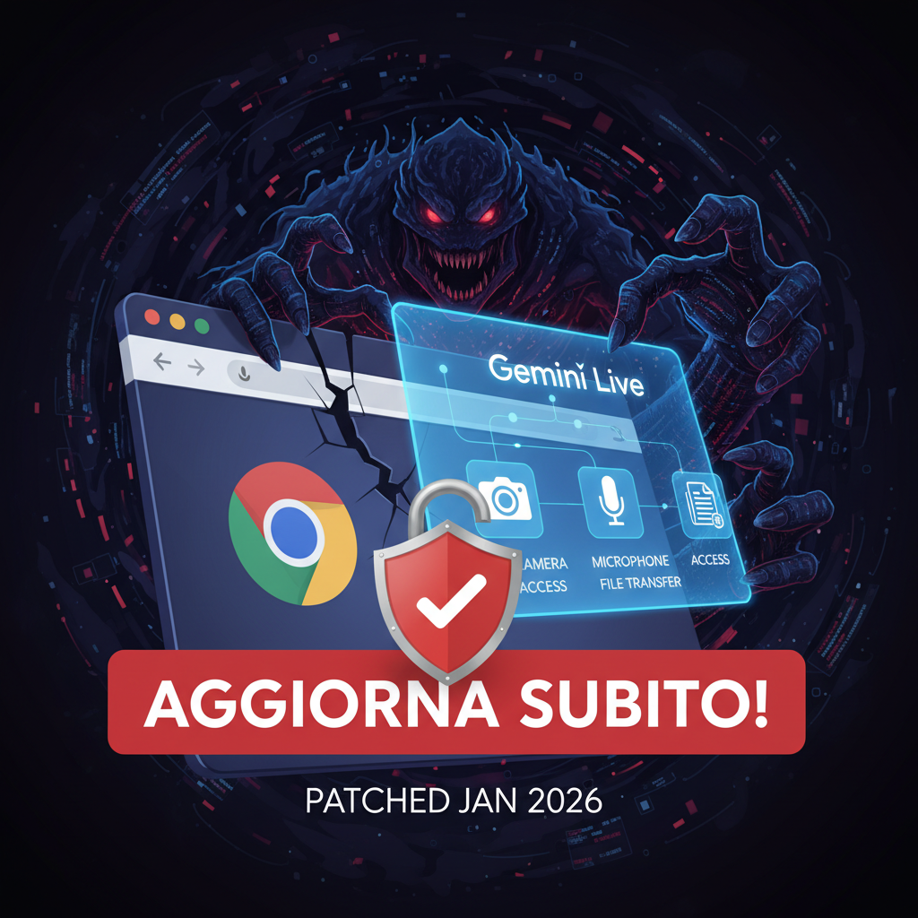 Vulnerabilità Chrome: estensioni malevole rubano camera, microfono e file di Gemini 2 Vulnerabilità Chrome: estensioni malevole rubano camera, microfono e file di Gemini