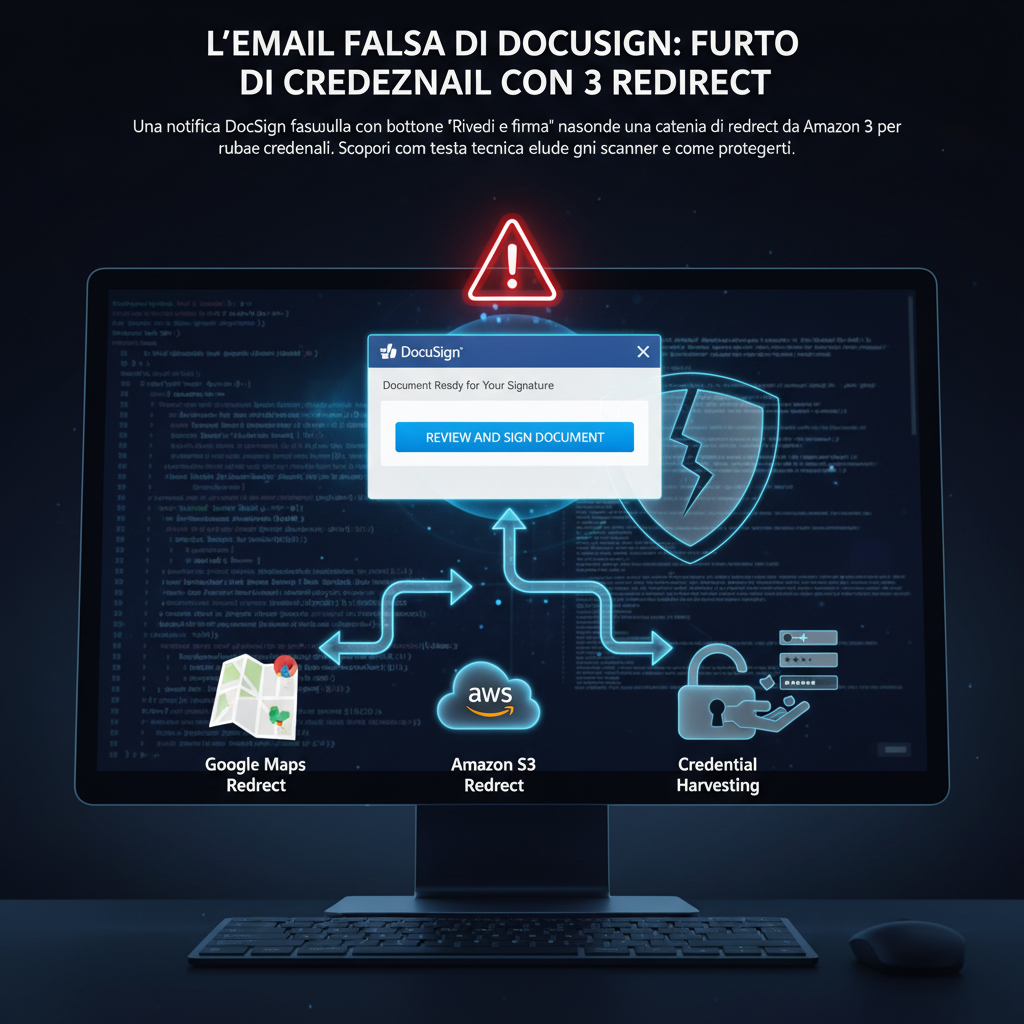 La email falsa di DocuSign che ruba credenziali con tre redirect 2 La email falsa di DocuSign che ruba credenziali con tre redirect