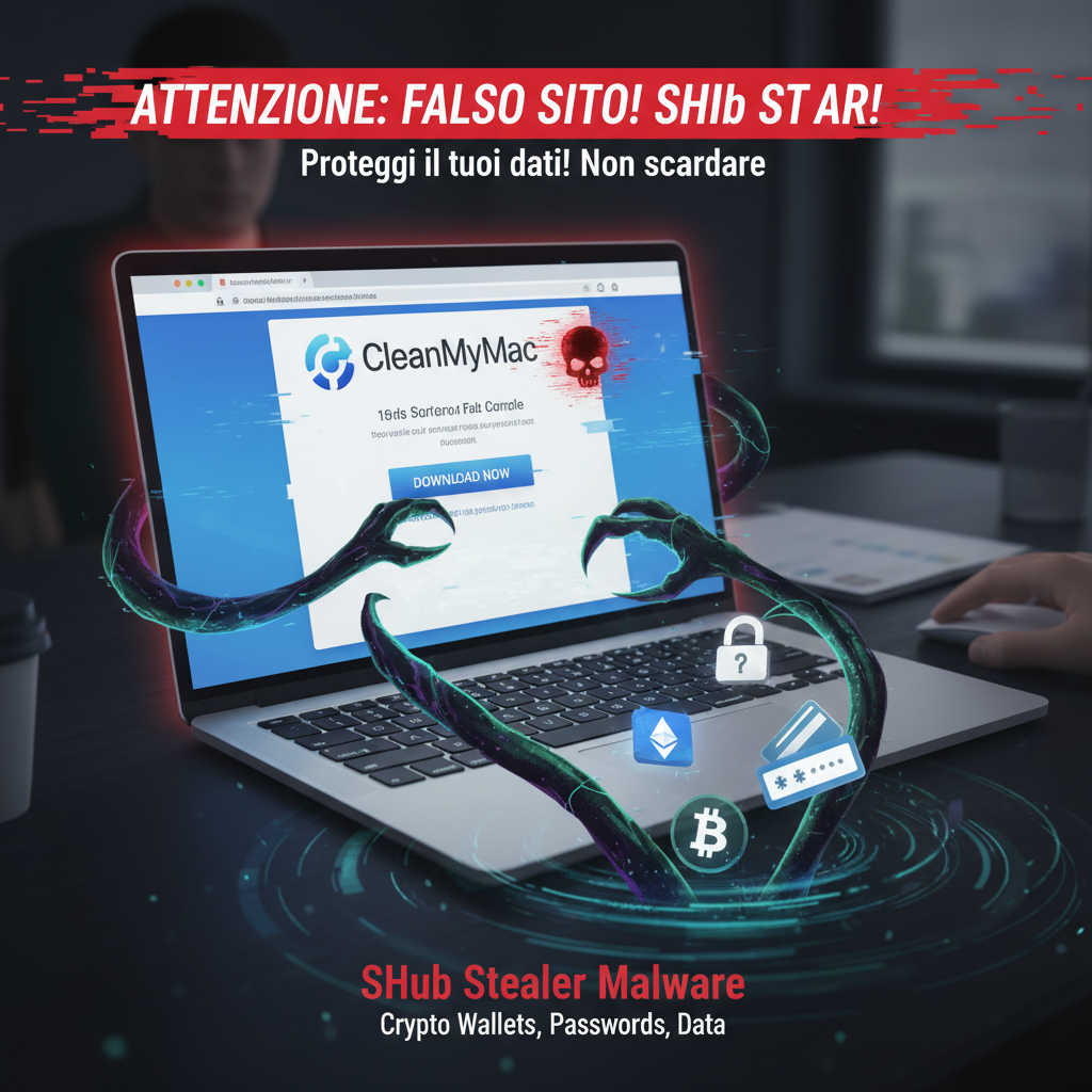 Attenzione: falso sito CleanMyMac diffonde malware SHub Stealer che ruba portafogli cripto