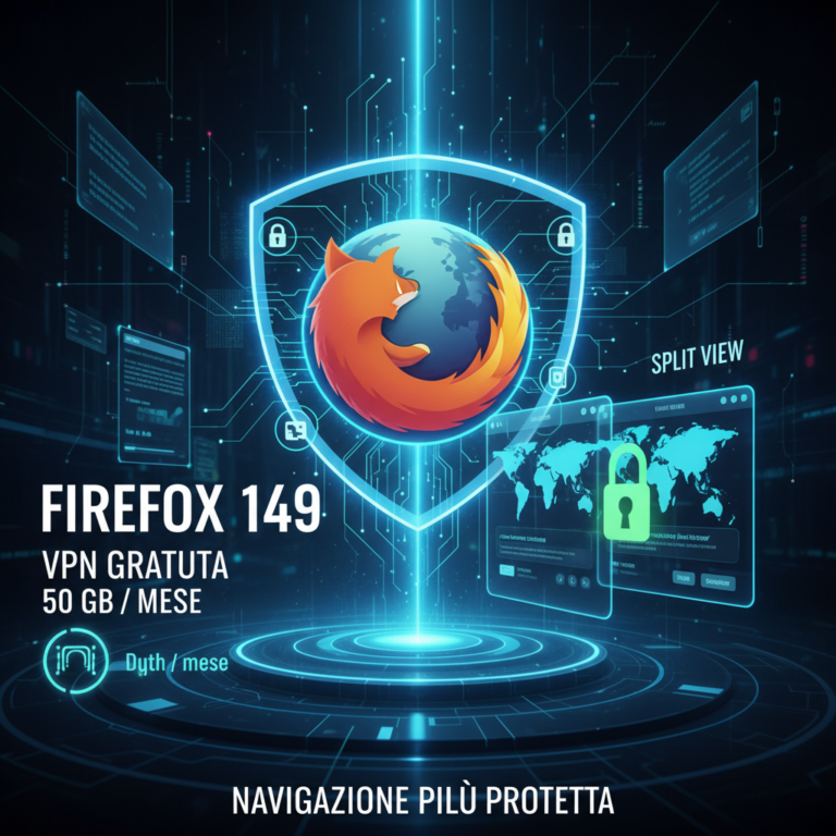 Firefox 149: vpn gratuita integrata con 50 gb mensili e split view 5 Firefox 149: vpn gratuita integrata con 50 gb mensili e split view