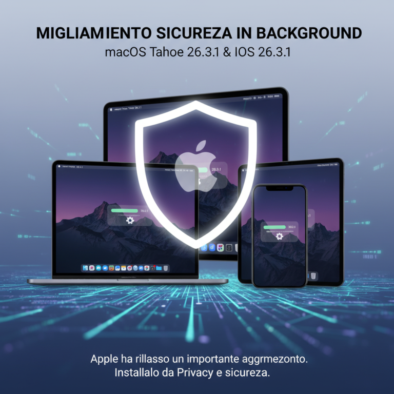 Miglioramento di sicurezza in background per macOS Tahoe 26.3.1 e iOS 26.3.1