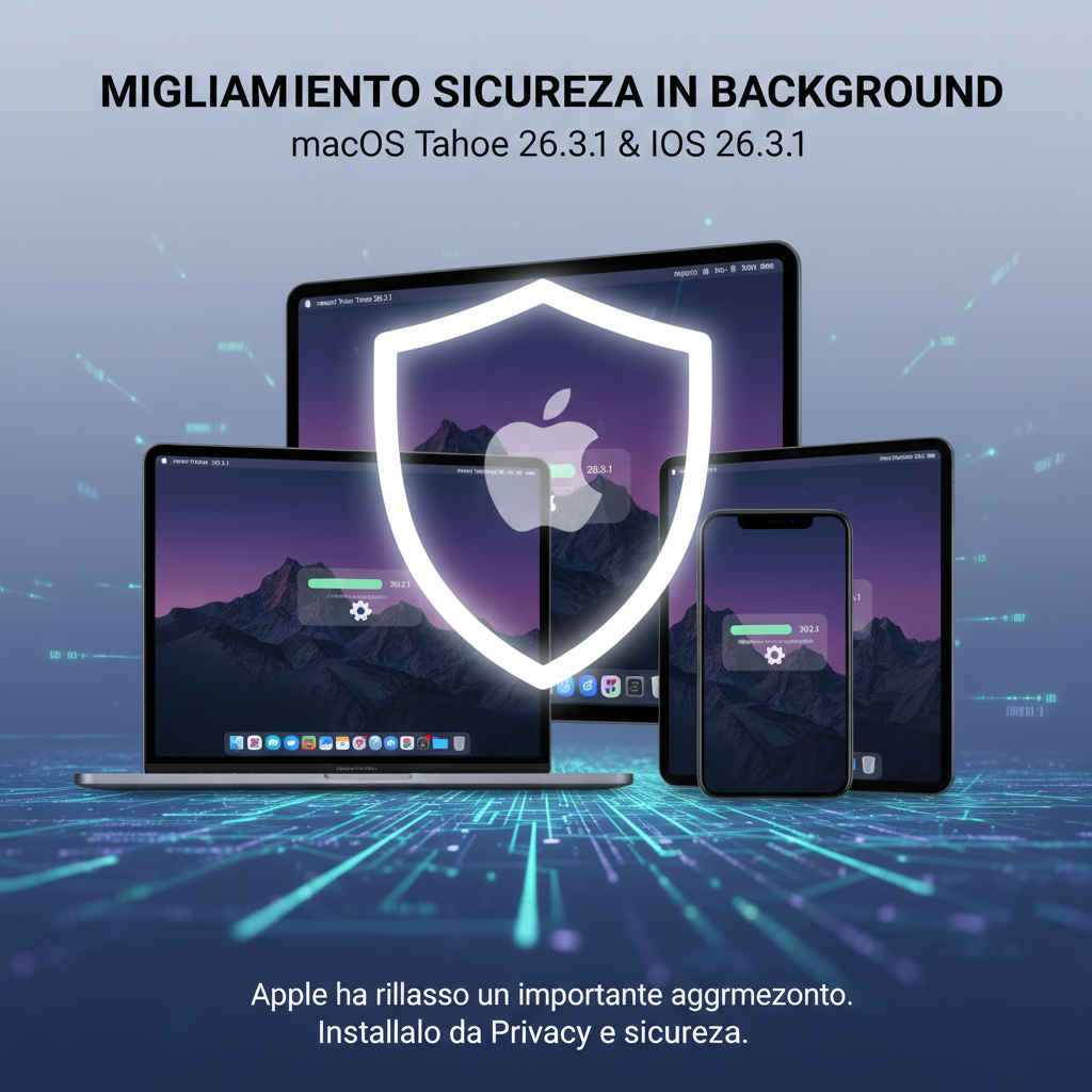 Miglioramento di sicurezza in background per macOS Tahoe 26.3.1 e iOS 26.3.1