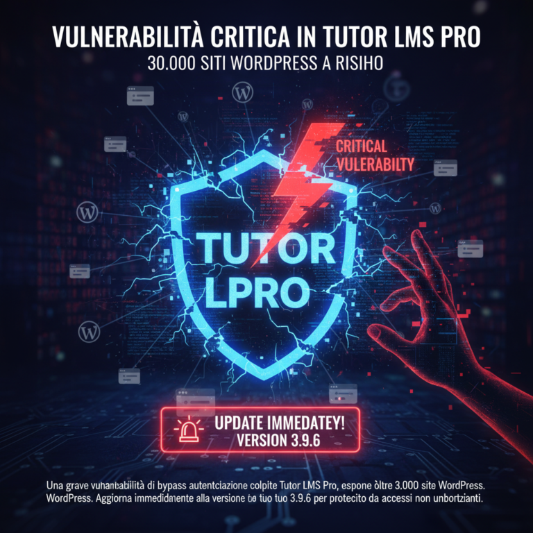 Vulnerabilità critica in Tutor LMS Pro: 30.000 siti WordPress a rischio