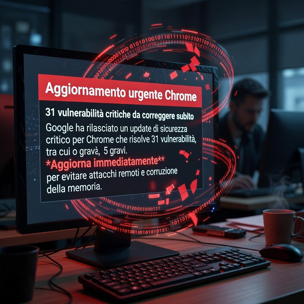 Aggiornamento urgente Chrome: 31 vulnerabilità critiche da correggere subito