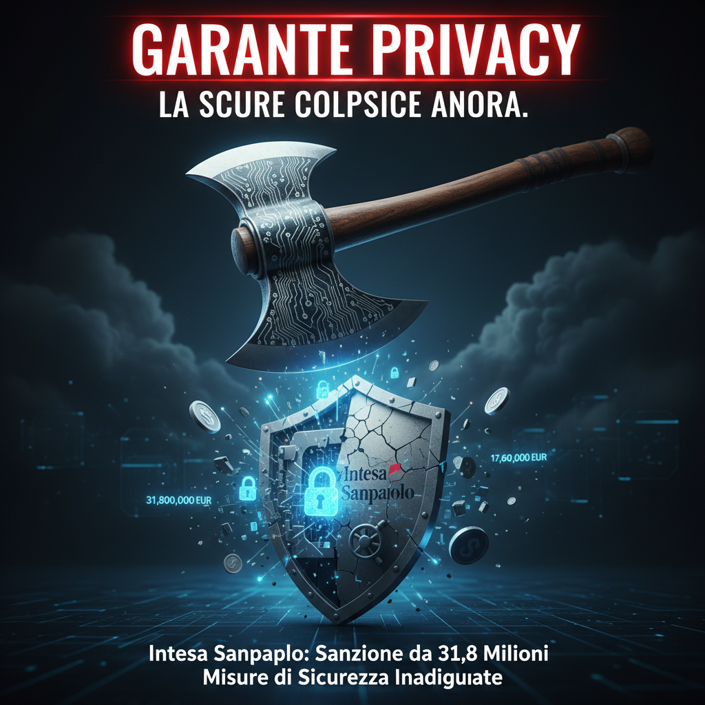 La scure del Garante Privacy colpisce ancora Intesa Sanpaolo: sanzione da 31,8 milioni di euro per misure di sicurezza inadeguate