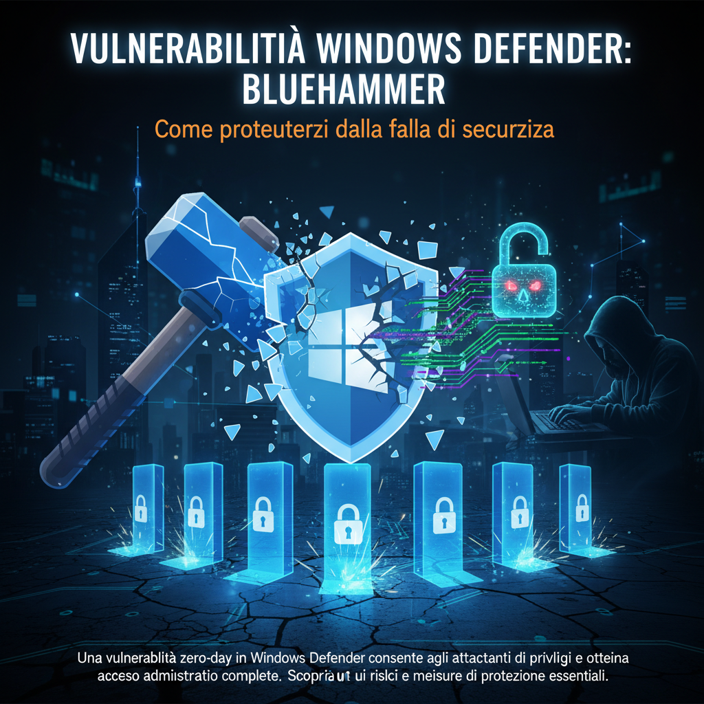 Vulnerabilità Windows Defender: come proteggersi dalla falla di sicurezza BlueHammer 2 Vulnerabilità Windows Defender: come proteggersi dalla falla di sicurezza BlueHammer