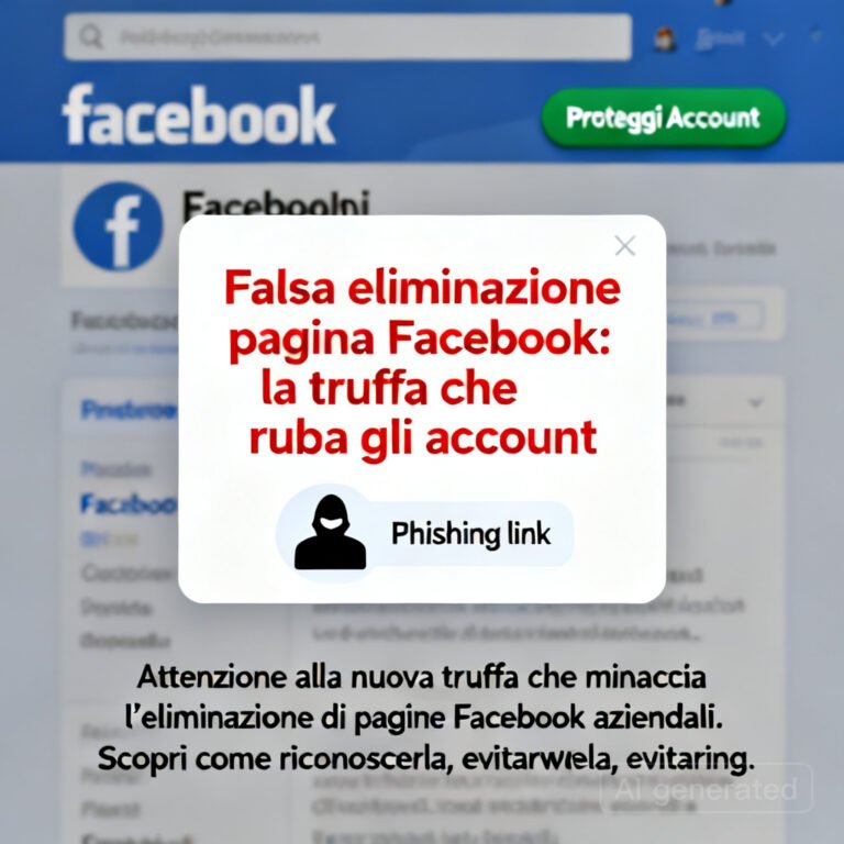Falsa eliminazione pagina Facebook: la truffa che ruba gli account