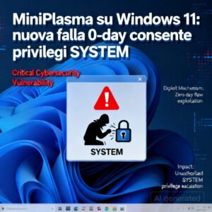 MiniPlasma su Windows 11: nuova falla 0-day consente privilegi SYSTEM