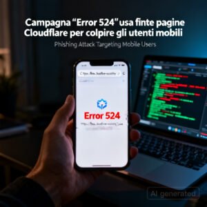 Campagna “Error 524” usa finte pagine Cloudflare per colpire gli utenti mobili