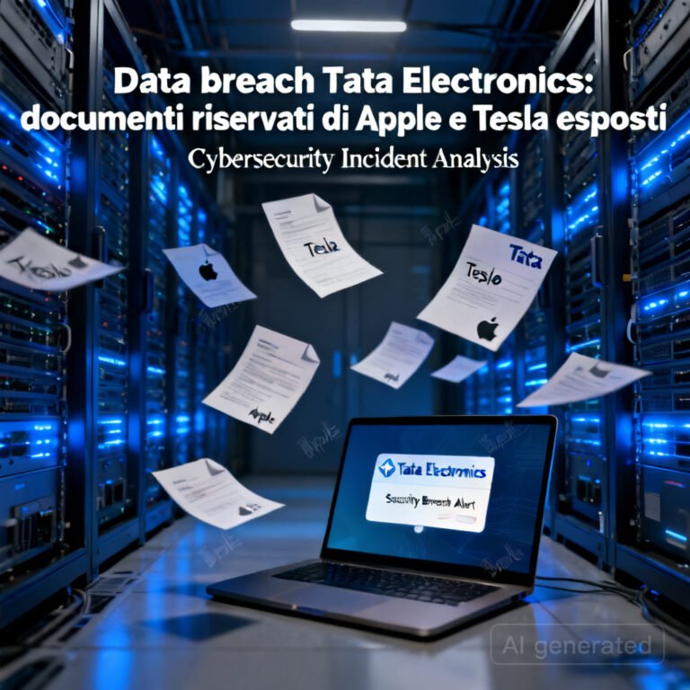Data breach Tata Electronics: documenti riservati di Apple e Tesla esposti
