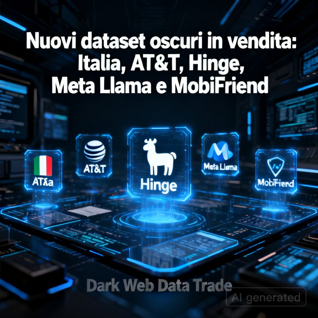 Nuovi dataset oscuri in vendita: Italia, AT&T, Hinge, Meta Llama e MobiFriend 2 Nuovi dataset oscuri in vendita: Italia, AT&T, Hinge, Meta Llama e MobiFriend