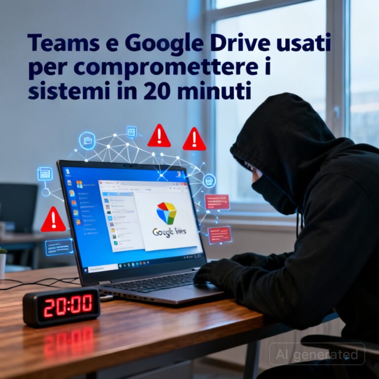 Teams e Google Drive usati per compromettere i sistemi in 20 minuti