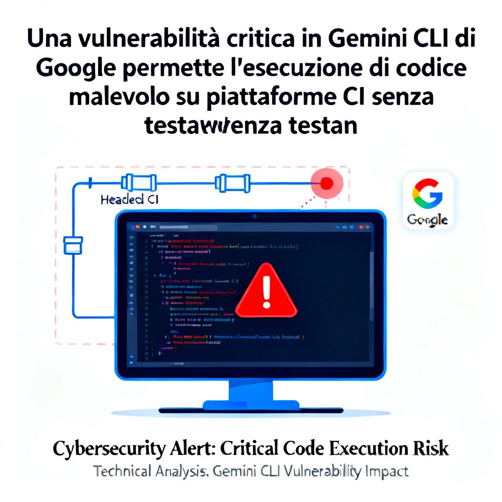 Una vulnerabilità critica in Gemini CLI di Google permette l'esecuzione di codice malevolo su piattaforme CI senza testa 2 Una vulnerabilità critica in Gemini CLI di Google permette l'esecuzione di codice malevolo su piattaforme CI senza testa