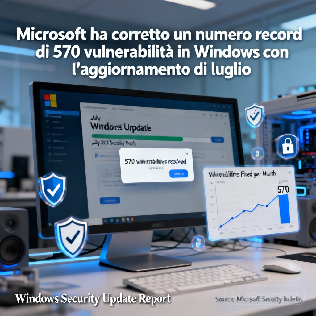 Microsoft ha corretto un numero record di 570 vulnerabilità in Windows con l'aggiornamento di luglio