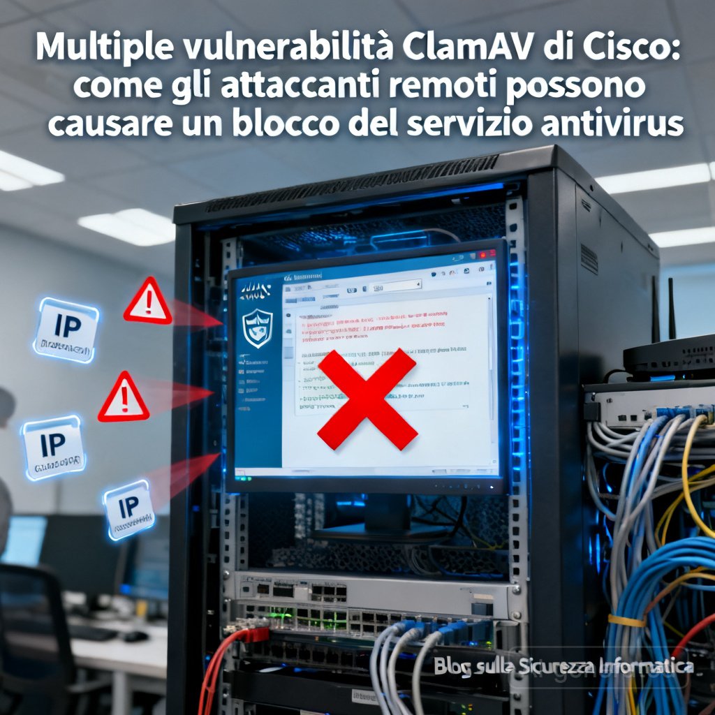 Multiple vulnerabilità ClamAV di Cisco: come gli attaccanti remoti possono causare un blocco del servizio antivirus